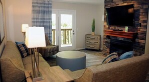 37-inch flat-screen TV with cable channels, TV, ping pong