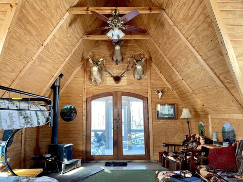 Off grid solar a-frame cabin Northwoods Farm Stay Hundreds of Acres to Explore