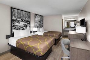 Room, 2 Double Beds, Non Smoking | Desk, iron/ironing board, free WiFi, bed sheets - Super 8 By Wyndham Charleston WV (Charleston)