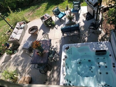 Private space with hot tub.