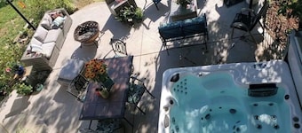 Private space with hot tub.