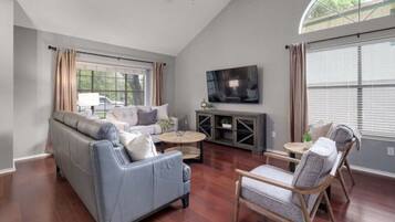 Älytelevisio, takka, kirjoja