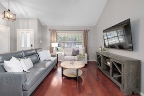 Älytelevisio, takka, kirjoja