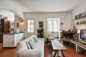 TV, fireplace