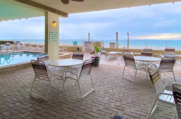 Outdoor dining - Coastal Gulf Front Condo on the Beach! GG204 (PANAMA CITY Beach)