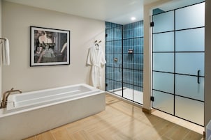 Hair dryer, bathrobes, towels