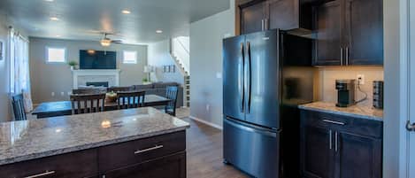 Fridge, microwave, oven, dishwasher
