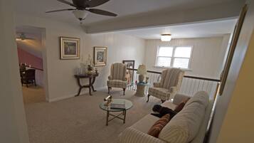 Smart TV, fireplace, video games, DVD player