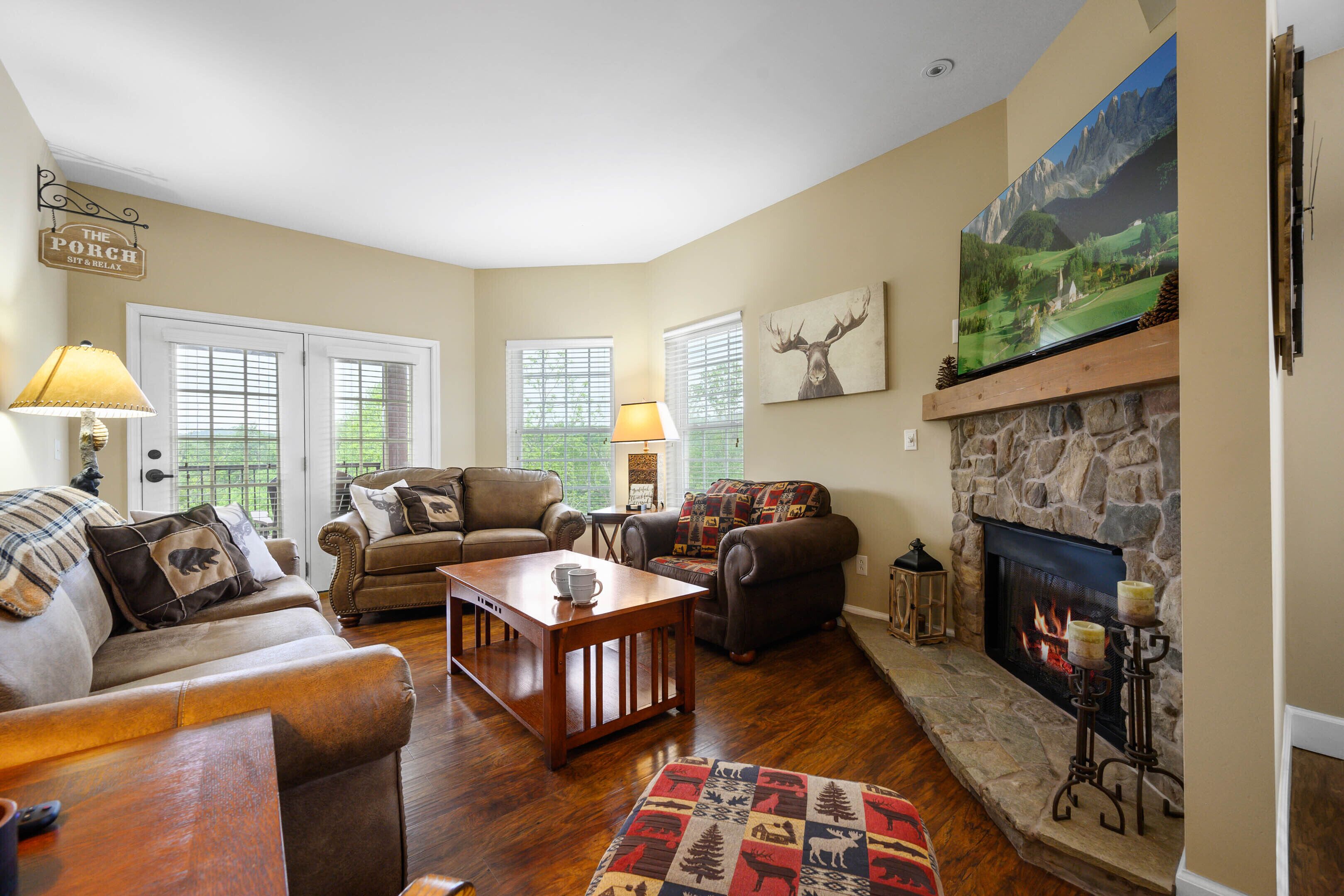 Smart TV, fireplace, video games, foosball