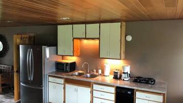 Kühlschrank, Mikrowelle, Herdplatte, Wasserkocher