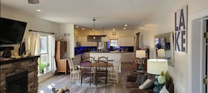 Smart TV, fireplace, stereo, printers