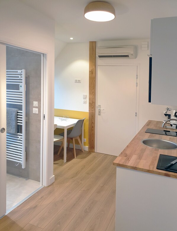 Fridge, microwave, stovetop, dishwasher - CosyBNB Jaune independent apartment, wifi, breakfast parking (Ittenheim)