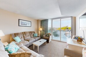 TV - Dreamy getaway on the marina with water views, balcony, & shared pool & hot tub (North Myrtle Beach)