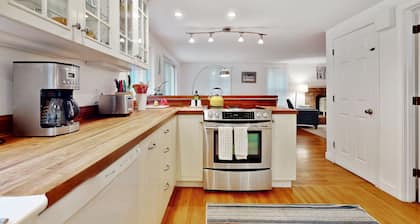 Dog-friendly home with firepit, deck & washer/dryer - walk to Sandy Neck Beach