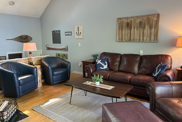 Televisión, chimenea, libros