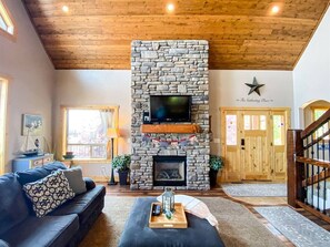 TV, fireplace, video games