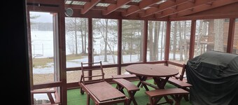 Lake Cottage with Great View and 100' Beachfront; Pontoon boat available.