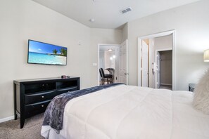 2 bedrooms, desk, iron/ironing board, travel crib