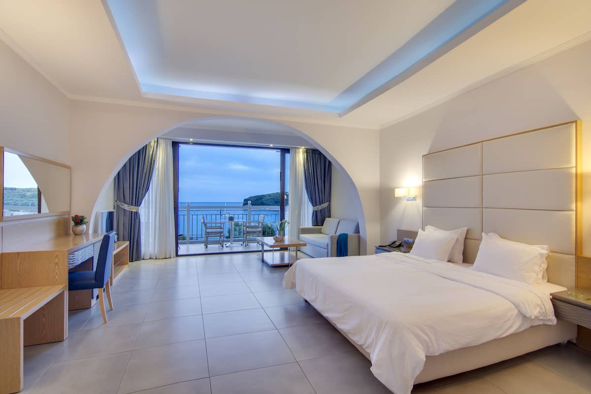 Junior Suite with Balcony and Full Sea View | 2 bedrooms, down comforters, in-room safe, individually decorated