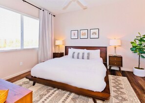 4 bedrooms, desk, iron/ironing board, travel cot