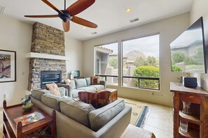 TV, fireplace, DVD player