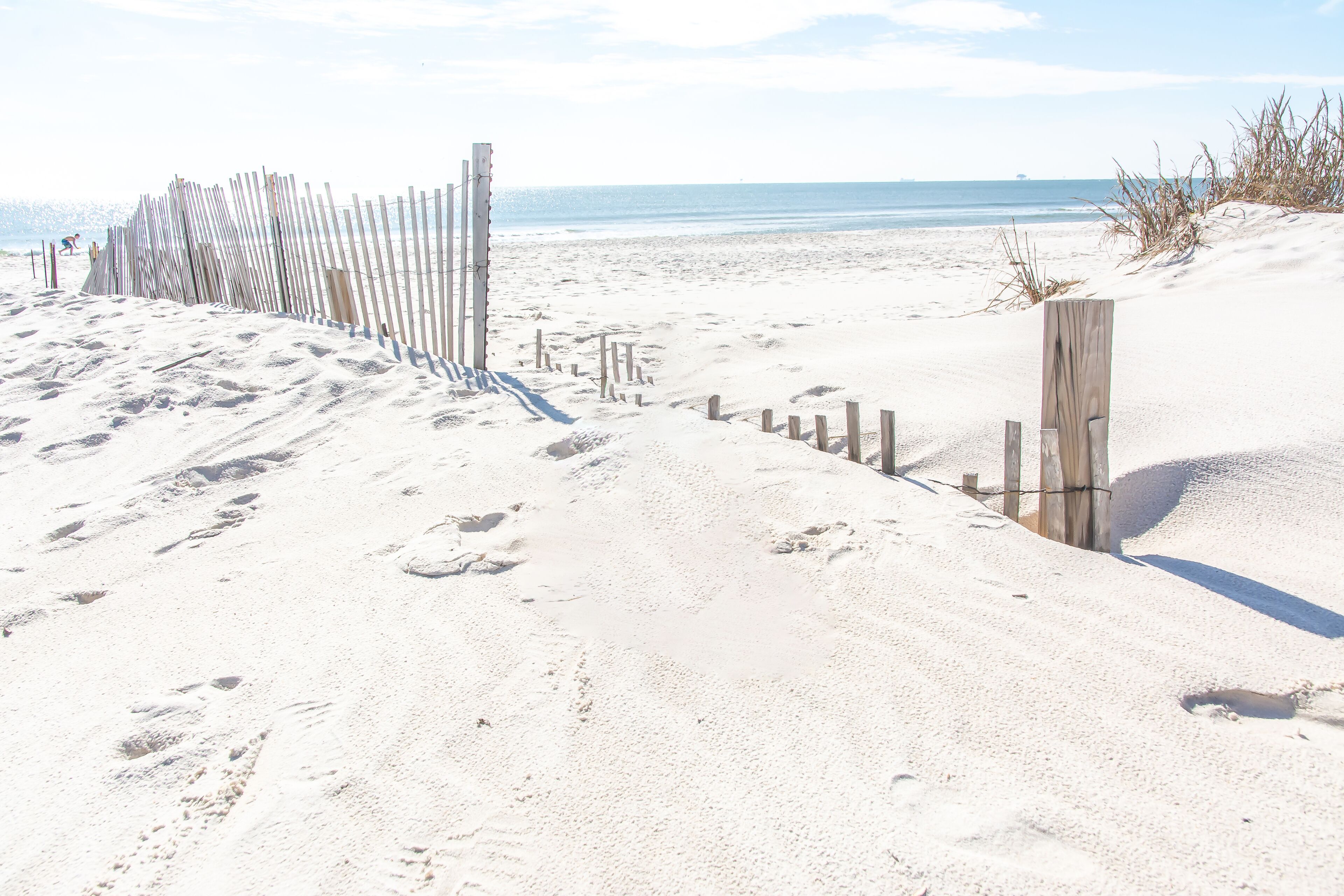 On the beach, sun-loungers