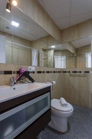 Dusche, Haartrockner, Handtücher