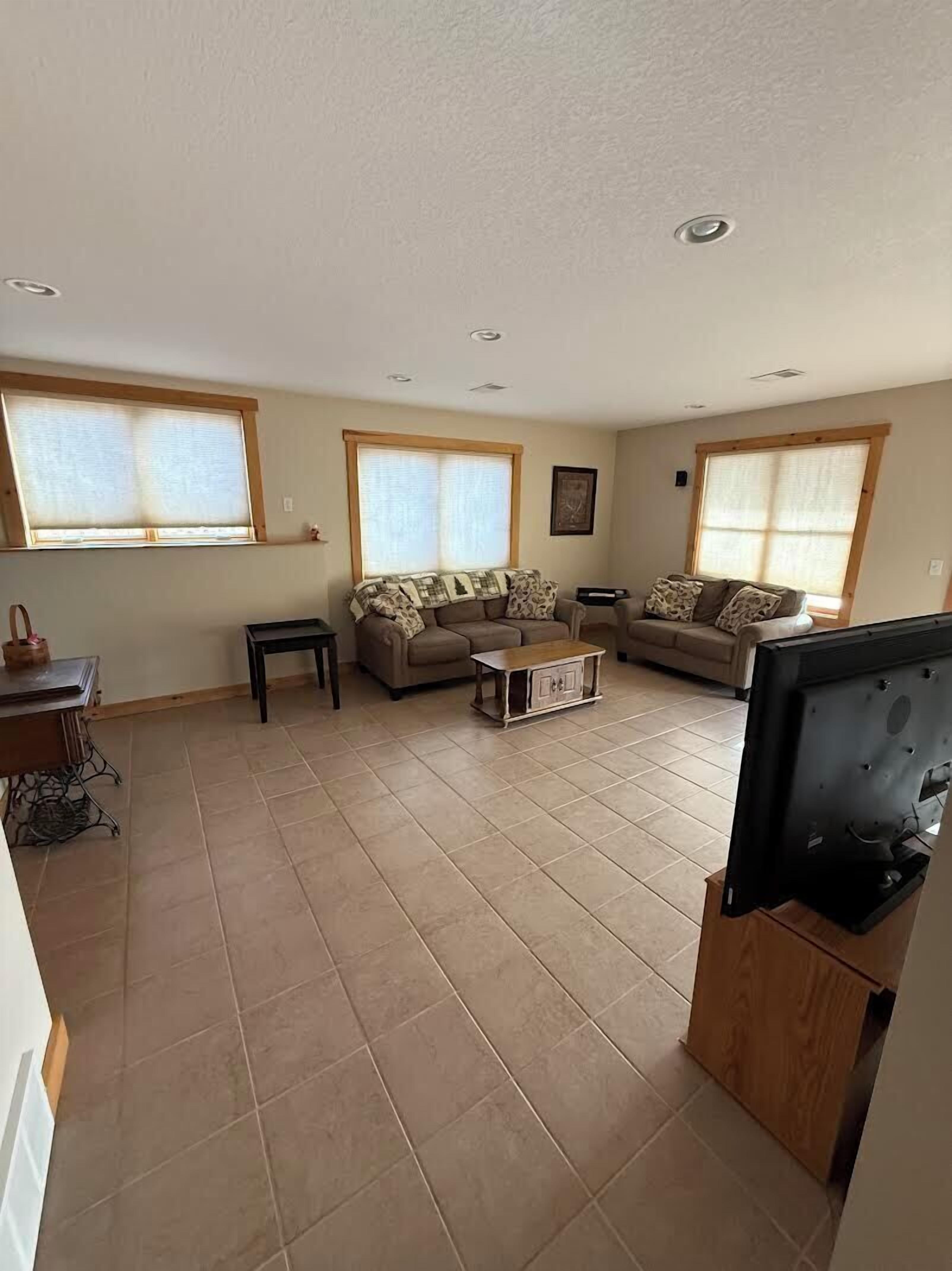 TV, fireplace, DVD player, books