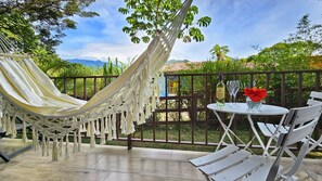 Egyptian cotton sheets, premium bedding, down duvets, laptop workspace