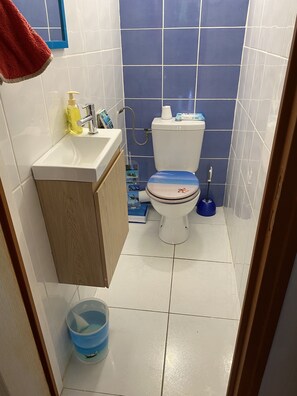 Douche, serviettes fournies, savon, papier de toilette