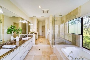 Combined shower/tub, hair dryer
