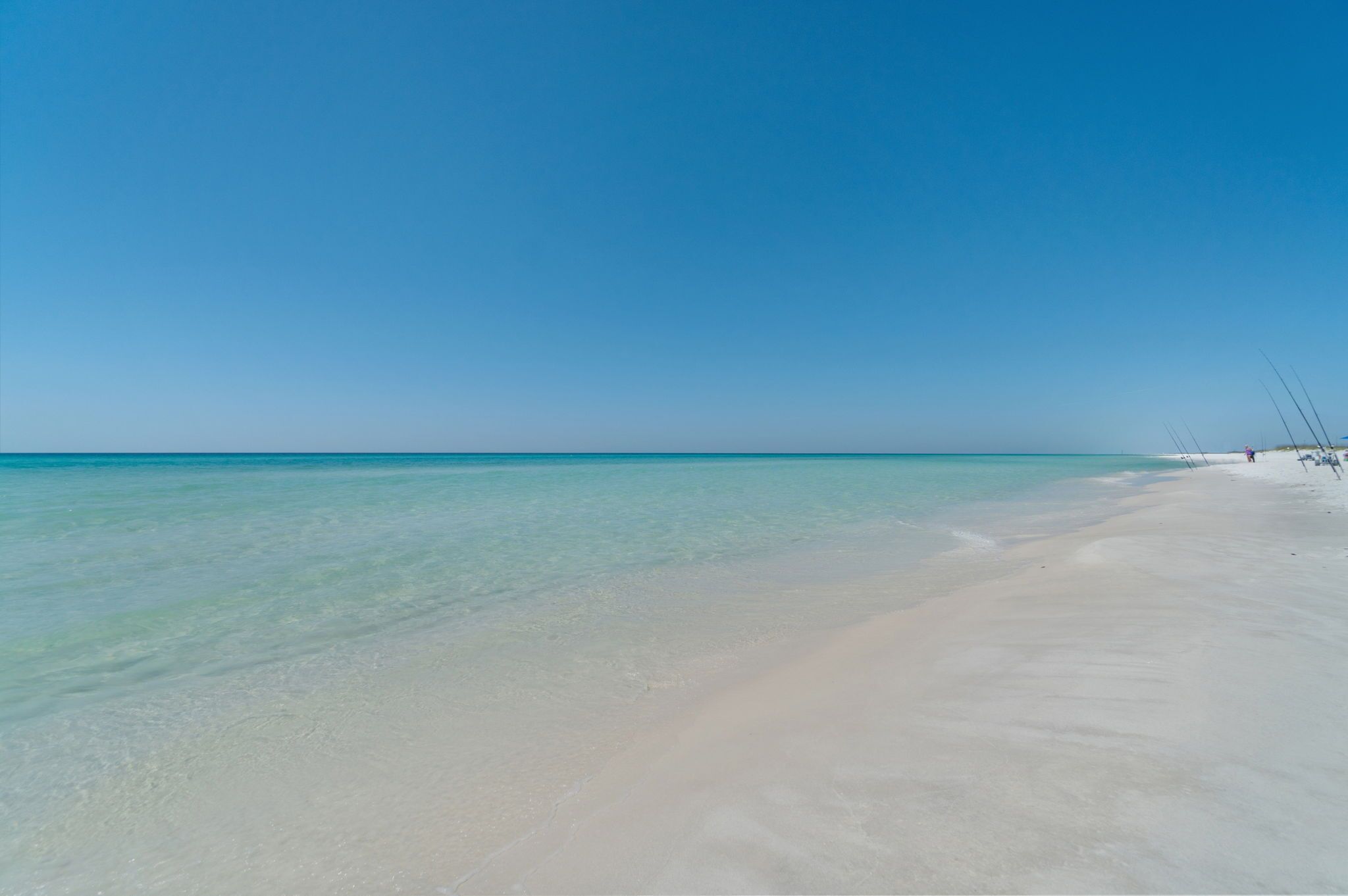 On the beach, sun-loungers, beach towels