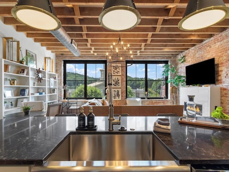 Interior. Lofty Expectations-Industrial Chic 2BR · Downtown Burnsville · Walk 2 Everything