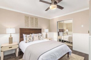 4 bedrooms, iron/ironing board, travel cot, WiFi