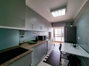 Fridge, microwave, dishwasher, electric kettle