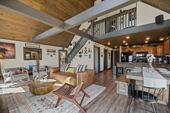 Smart TV, fireplace, video games, DVD player