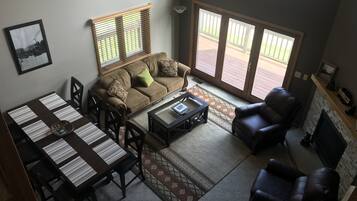 TV, fireplace, video games, books