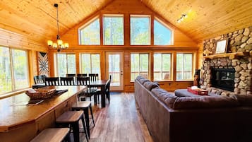 Smart TV, fireplace, table tennis, books