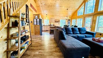 Smart TV, fireplace, table tennis, books