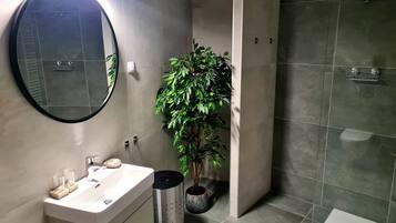 Douche, sĂšche-cheveux, serviettes fournies