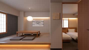 Suite Superior, 2 kamar tidur, pemandangan kota (Japanese) | Selimut bulu angsa, brankas, dan setrika/meja setrika