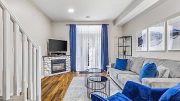 Smart TV, fireplace, video games