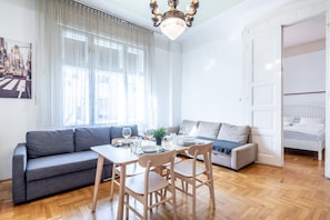 Apartment | Living area | 40-inch flat-screen TV with digital channels, TV - Huge Apartment in the city center (Budapest)