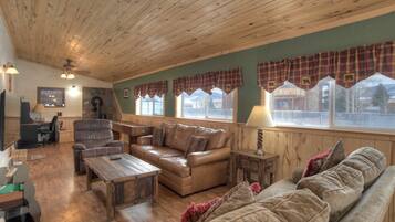 TV connectée, cheminée, lecteur de DVD