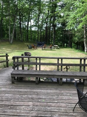 Terrace/patio - Riverview Hideaway New! Manistee River Frontage 2 Bedrom Cabin (Wellston)