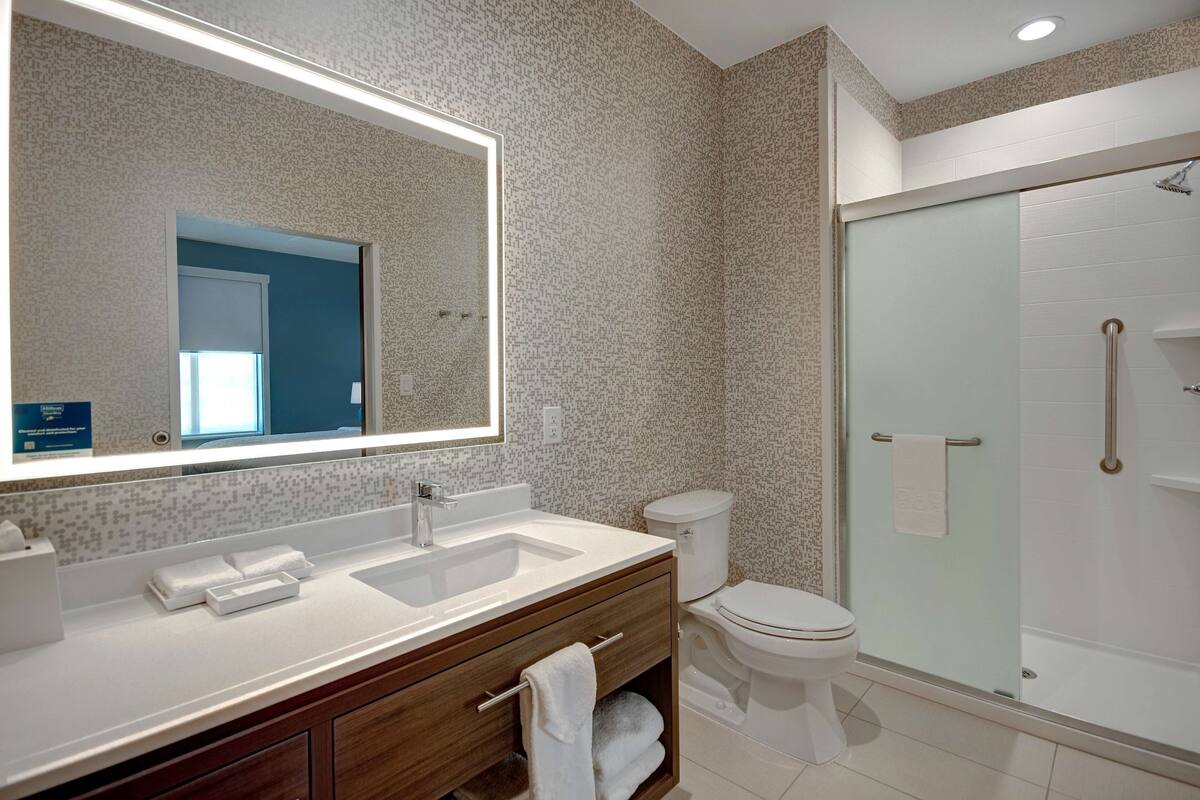 Suite, 1 King Bed, Accessible (Hearing) | Bathroom shower