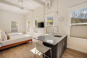 Luxury Room, 2 Queen Beds, Kitchen, City View | Premium bedding, down comforters, memory foam beds