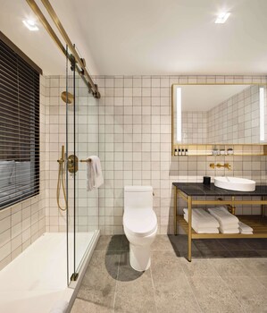 Room, 2 Double Beds, City View | Bathroom | Shower, designer toiletries, hair dryer, bathrobes at Grayson Hotel in the Unbound Collection by Hyatt