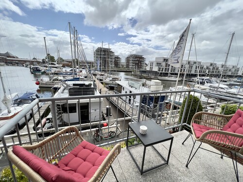 Fewo direkt in der City Marina /Yachthafen mit traumhaftem Blick auch mit Hund