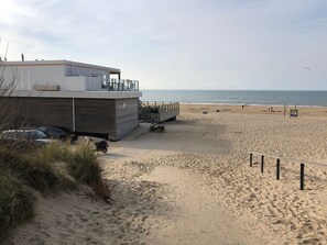 Beach nearby, sun loungers